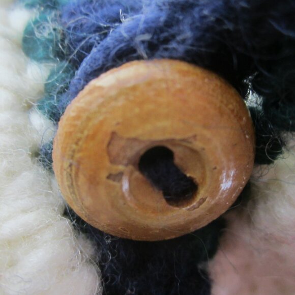 Yarina Ecuador Unisex L Ivory Navy Wool Cardigan Sweater Snowflake 50" Coat - Picture 5 of 12